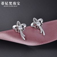 Fashion Popular Zircon S925 Silver Hollow Butterfly Earrings Wholesale sku image 1