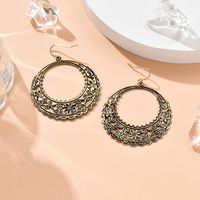 Fashion Simple Retro Geometric Circle Hollow Pattern Vintage Acrylic Earrings sku image 1