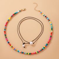 Ethnic Style Pearl Stringed Beads Multi-layer Braid Rope Necklace main image 3
