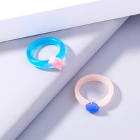 Fashion Cute Candy Pink Mini Bear Blue Heart Shape Resin Ring main image 3
