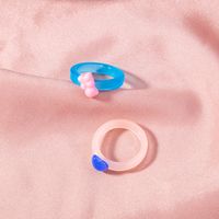 Fashion Cute Candy Pink Mini Bear Blue Heart Shape Resin Ring main image 6