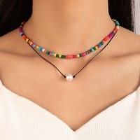 Ethnic Style Pearl Stringed Beads Multi-layer Braid Rope Necklace sku image 1