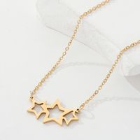 Fashion Stainless Steel 18k Gold Plating Star Shaped Pendant Three-dimensional Necklace main image 1