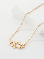 Fashion Stainless Steel 18k Gold Plating Star Shaped Pendant Three-dimensional Necklace main image 2