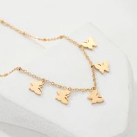 Fashion Stainless Steel Plated 18k Golden Butterfly Bead Necklace Pendant main image 2