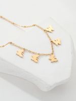 Fashion Stainless Steel Plated 18k Golden Butterfly Bead Necklace Pendant main image 3
