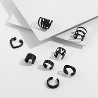 Fashion Black Solid Color Metal Non-piercing Ear Clip Earrings sku image 1
