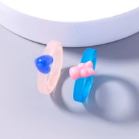 Mode Niedlichen Candy Rosa Mini Bär Blau Herz Form Harz Ring sku image 1