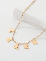 Fashion Stainless Steel Plated 18k Golden Butterfly Bead Necklace Pendant sku image 1