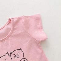 Cute Pinkpig Short Sleeved Romper Hat Two Piece Sets main image 4