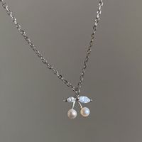 New Style Alloy Imitation Pearl Cherry Pendant Necklace sku image 1