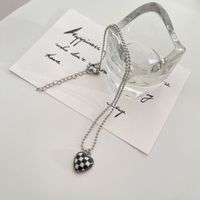 Neue Stil Farbe Schachbrett Plaid Herz Anhänger Halskette Schlüsselbein Kette sku image 1