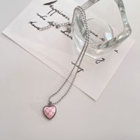 New Style Color Chessboard Plaid Heart Pendant Necklace Clavicle Chain sku image 3