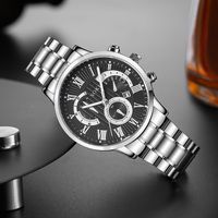 Men's Suit Business Fashion Outdoor Roman Surface Steel Belt Quartz Watch Chain Bracelet Set main image 4