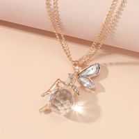 Fashion Ornament Crystal Inlaid Angel Pattern Alloy Necklace main image 2