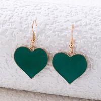 Simple Style Green Dripping Oil Heart Geometric Alloy Pendant Earrings main image 3