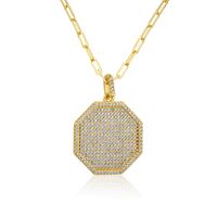 Copper-plated Gold Hexagon Full Rhinestone Necklace main image 1