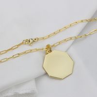 Copper-plated Gold Hexagon Full Rhinestone Necklace main image 4