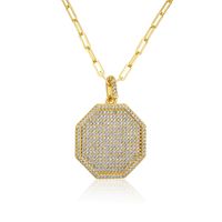 Copper-plated Gold Hexagon Full Rhinestone Necklace sku image 1