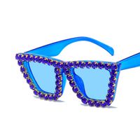 New Fashion Large Frame Inlaid Diamond Women's Sunglasses sku image 1