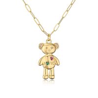 Fashion Cute Bear Mond Anhänger Überzug 18k Gold Micro Intarsien Zirkon Kupfer Halskette sku image 2
