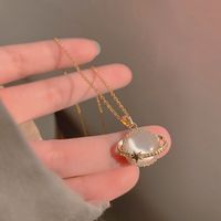 Mode Einfache Opal Planet Anhänger Schlüsselbein Kette Titan Stahl Halskette main image 1