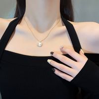 Fashion Simple Opal Planet Pendant Clavicle Chain Titanium Steel Necklace main image 4