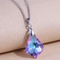 New Fashion Simple Maple Leaf Crystal Personalized Necklace sku image 1