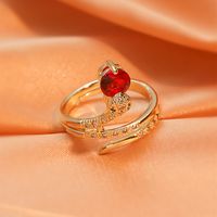 Fashion Micro Inlaid Zircon Open Adjustable Copper Ring Real Gold Plating sku image 36