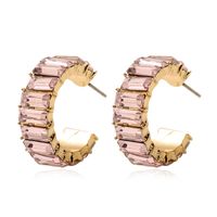 Fashion C Shape Diamond Alloy Artificial Gemstones Earrings sku image 16