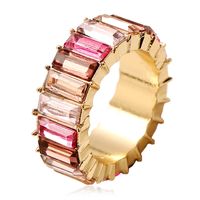 New Fashion Super Flash Crystal Exaggerated Ring Vintage Gem Color Square Diamond Round Ring sku image 12