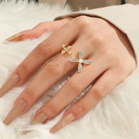Fashion Copper Petals Rings Daily Shopping Artificial Pearl Rhinestone Copper Rings main image 2