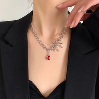 New Style Fashion Spider Ruby Pendant Clavicle Chain Necklace main image 1