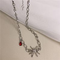 New Style Fashion Spider Ruby Pendant Clavicle Chain Necklace main image 4