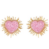 New Jewelry Earrings Love Peach Heart Beads Earrings sku image 7