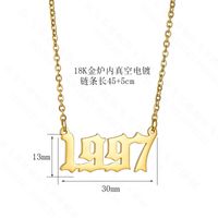 Hot Sale Simple Personality Stainless Steel Birth Year Necklace 18k Gold Birthday Digital Necklace Holiday Gift Wholesale Nihaojewelry sku image 3