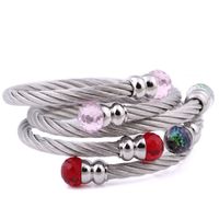 Fashion Twist Chain Inlaid Color Crystal Beads Titanium Steel Bracelet main image 1