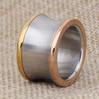 Simple Style Three-color Titanium Steel Glossy Wide Ring main image 4