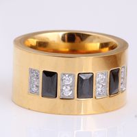 Creative Simple Square Zircon Stainless Steel Gold Plated Ring E main image 3
