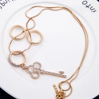 New Necklace Fashion Temperament Key Necklace Hollow Diamond Long Sweater Chain Necklace Wholesale sku image 2