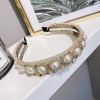 Korean New Fashion Simple Wave Wave Point Pleated Pearl Fine-edged Cheap Headband Wholesale sku image 1