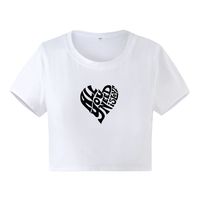 Fashion Summer New Heart Letter Printed Short-sleeved T-shirt sku image 7