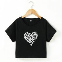 Fashion Summer New Heart Letter Printed Short-sleeved T-shirt sku image 3