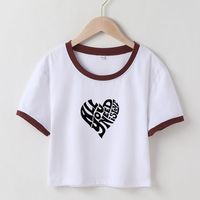Fashion Summer New Heart Letter Printed Short-sleeved T-shirt sku image 15