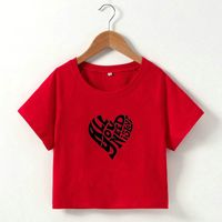 Fashion Summer New Heart Letter Printed Short-sleeved T-shirt sku image 5