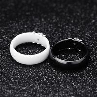 Creative Ceramic Black White Double X Inlaid Diamond Titanium Steel Ring main image 2