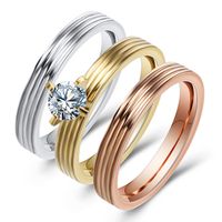 Nouveau Mode Trois-en-un Trois Couleur Incrusté Diamant Titane Acier Anneau sku image 1
