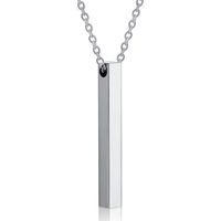 Simple Titanium Steel Long Column Rectangular Pendant Necklace sku image 1