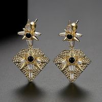 Moda Creativa Nuevo Oro Cobre Con Incrustaciones De Circonio Pendientes Al Por Mayor Nihaojewelry sku image 1