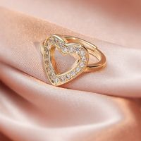 Fashion Micro Inlaid Zircon Open Adjustable Copper Ring Real Gold Plating sku image 7